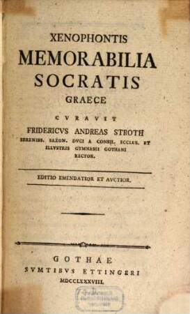 Xenophontis Memorabilia Socratis Graece