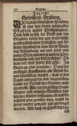 Tägliche Gewissens-Prüfung. - Thomä von Kempis Todes-Betrachtung, ...