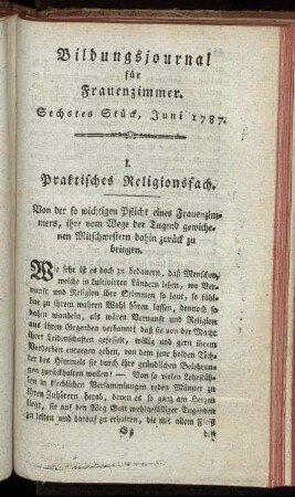 Sechstes Stück, Juni 1787