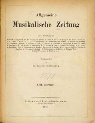 Allgemeine musikalische Zeitung. 13. 1878
