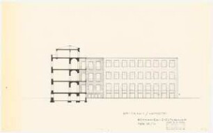 Evangelisches Diakonissenkrankenhaus Bethanien, Berlin-Kreuzberg Umbau. Hauptgebäude: Fassadenansicht OP-Trakt (Lichtpause von Inv.Nr. 36468)