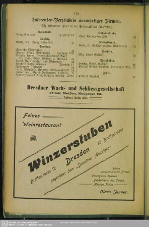 Insereneten-Verzeichnis auswärtiger Firmen