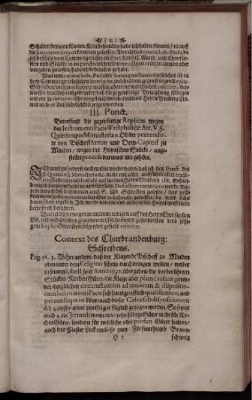 III. Punct. Betreffend die gegenseitige Replicas wegen des Instrumenti pacis Westphalicae Art. V. ...