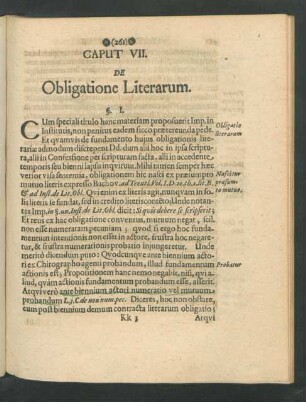 Caput VII. De Obligatione Literarum.