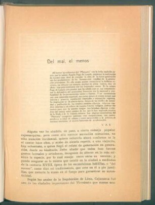 Del mal, el menos