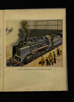 Lok in der Bahnhofhalle, kurz vor der Abfahrt des Zuges