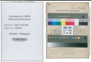 Entnazifizierung Hildegard Moeller , geb. 08.05.1915 (Lehrerin)