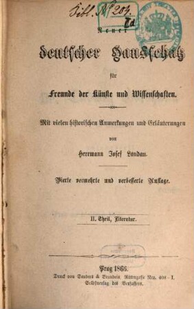 Neuer deutscher Hausschatz für Freunde der Künste und Wissenschaften : mit vielen historischen Anmerkungen u. Erläuterungen, 2