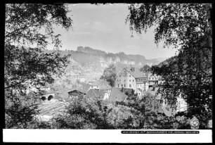Blick auf Krippen und die Schrammsteine