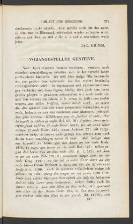 Vorangestellte Genitive.