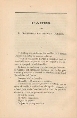 Bases para la organización del municipio indígena