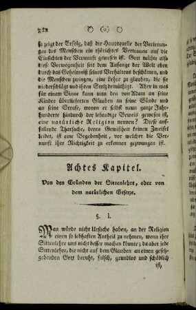 Achtes Kapitel. Von den Gründen der Sittenlehre, oder von dem natürlichen Gesetze.