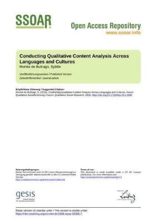 Conducting Qualitative Content Analysis Across Languages and Cultures