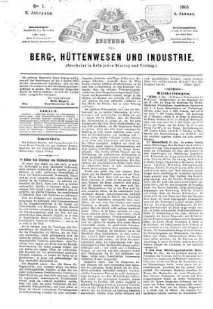 Der Berggeist : Zeitung für Berg-, Hüttenwesen u. Industrie, 10. 1865