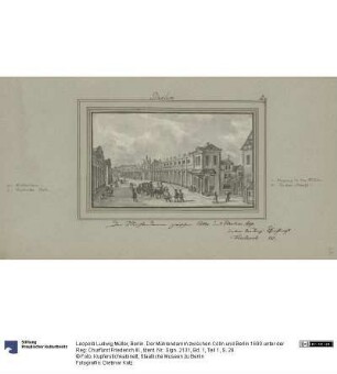 Berlin. Der Mühlendamm zwischen Cölln und Berlin 1690 unter der Reg: Churfürst Friederich III.