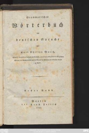 Bd. 1: Grammatisches Wörterbuch der deutschen Sprache