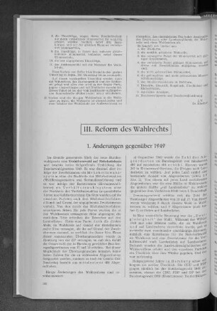 III. Reform des Wahlrechts