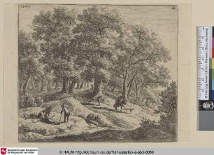 [Verschiedene Personen im Wald; Figures resting in a wood]