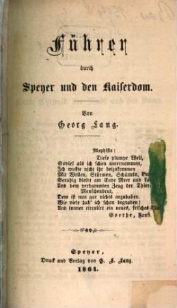 Führer durch Speyer und den Kaiserdom