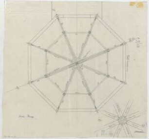 Fischer, Theodor; Planegg bei München (Bayern); Ev. Waldkirche - Dachstuhl mit Knotenpunkt (Konstruktion, Detail)