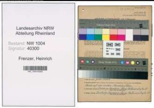 Entnazifizierung Heinrich Frenzer , geb. 10.01.1903 (Kalkulator)