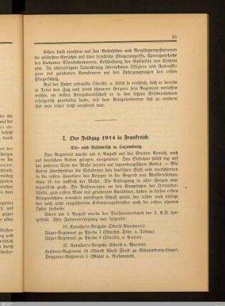 I. Der Feldzug 1914 in Frankreich