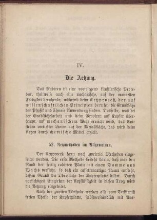 IV. Die Aetzung.