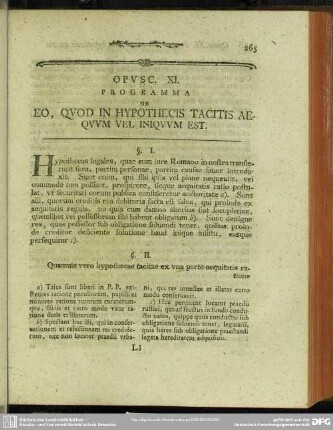 Opusc. XI. Programma De Eo, Quod In Hypothecis Tacitis Aequum Vel Iniquum Est