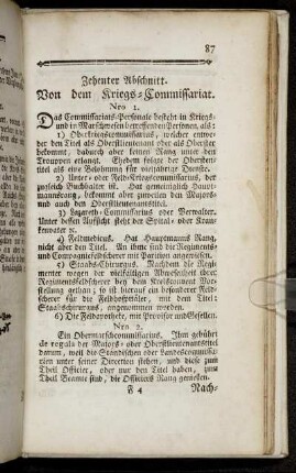 Zehenter Abschnitt. Von dem Kriegs-Commissariat.