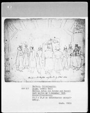 Abreise Achims von Arnim aus Kassel nach Berlin am 1. Dezember 1820