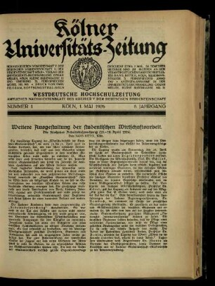 Kölner Universitäts-Zeitung / 8. Jahrgang 1926/27 (unvollständig)