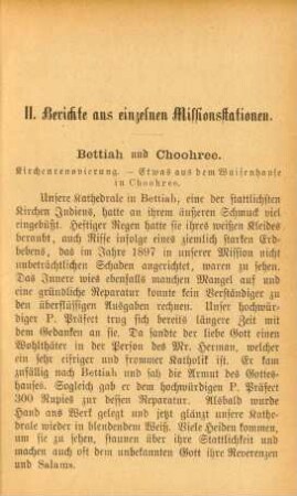 II. Berichte aus einzelnen Missionsstationen