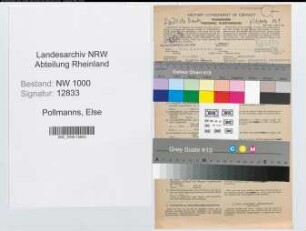 Entnazifizierung Else Pollmanns, geb. 11.04.1894 (Bankangest.)