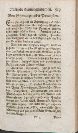 Von Lähmungen oder Paralysten.