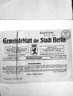 Sonderausgabe, 2. Januar 1923