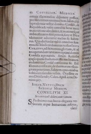 Consilium XI. In ventriculi dolore, cum vomitu