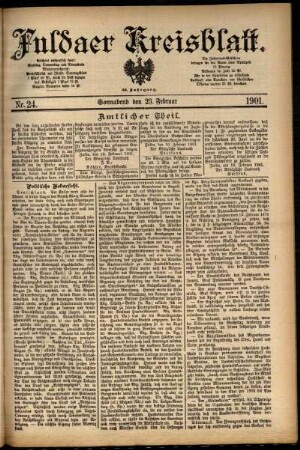 Erste Ausgabe vom Samstag, den 23. Februar 1901.