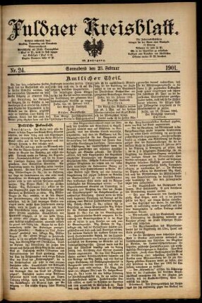Erste Ausgabe vom Samstag, den 23. Februar 1901.
