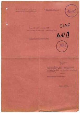 Angeklagte: Scherzinger, Bernhardine Anna (Bäuerin); Urach *04.05.1893 in Urach; + ? Dorer, Hermann Johann (Landwirt; Linach *15.06.1902 in Urach; + ? Dotter, Leopold (Hausmetzger); Linach *04.10.1875 in Urach; + ? Heine, Albin (Wegwart); Linach *15.06.1902 in Urach; + ? Delikt: Verbrechen gegen die Kriegswirtschaftsverordnung Schwarzschlachtung Tatort: Urach Tatzeit: Winter 1941-Juli 1943