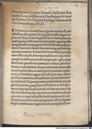 Oratio in festo omnium sanctorum : mit Widmungsbrief des Autors an Kardinal Oliverius Carafa