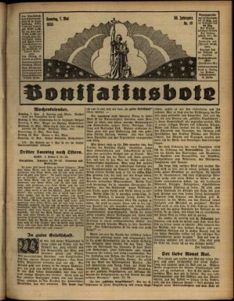 Erste Ausgabe vom Sonntag, den 07. Mai 1933.