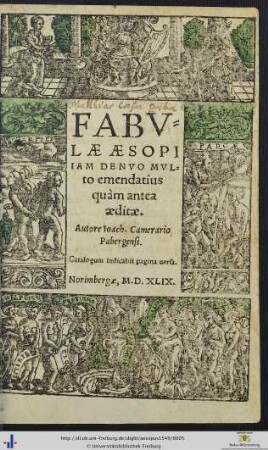 FABVLAE AESOPI IAM DENVO MULto emendatius quam antea aeditae