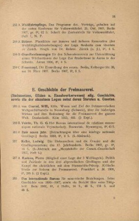 E. Geschichte der Freimaurerei