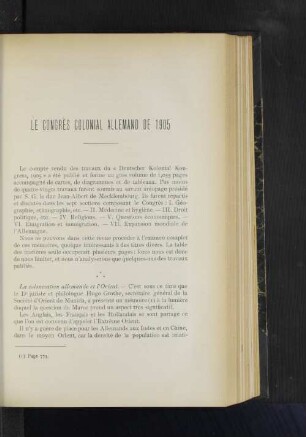 Le congrès colonial allemand de 1905