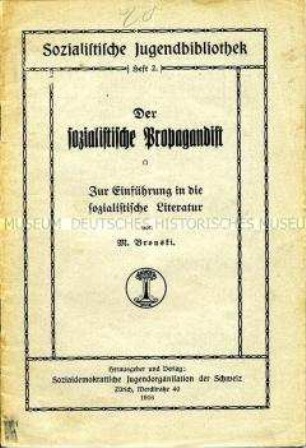 Heft aus der "Sozialistischen Jugendbibliothek" zu Fragen der sozialistischen Literatur