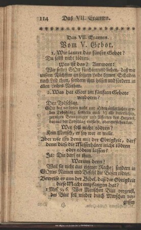 Das VII. Examen. Vom V. Gebot