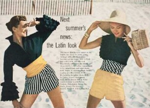 Modeaufnahme, Modelle Diane Hutchhousen, Eunice Sherman, Mary Tomkins und Dolores Hawkins, Tearsheet (Mademoiselle)