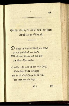 Empfindungen an einem heitern Frühlings-Abend.
