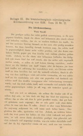 Beilage III. Die brandenburgisch-nürnbergische Kirchenordnung von 1528. Tom. IX Nr. 21