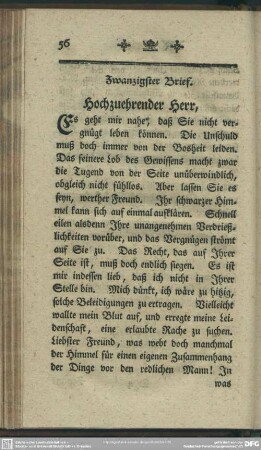 Zwanzigster Brief. Hochzuehrender Herr, ...